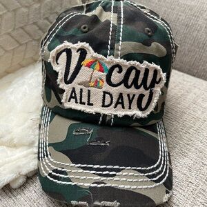 New with tags-KEBTHOS Distressed, Camouflaged Vacation Ball Cap